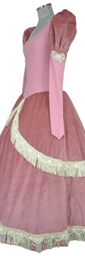 Noleggio abito storico Donna da principessa rosa antico con maniche a sbuffo e gonna voluminosa, vista laterale