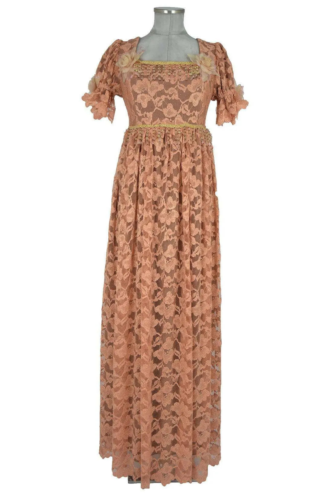 Noleggio abito storico Donna Regency rosa cipria con linea Impero in vista frontale