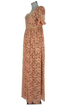 Noleggio abito storico Donna Regency rosa cipria in vista laterale sinistra