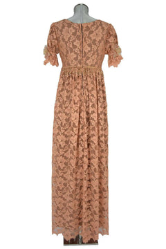 Noleggio abito storico Donna Regency rosa cipria con gonna lunga in vista posteriore