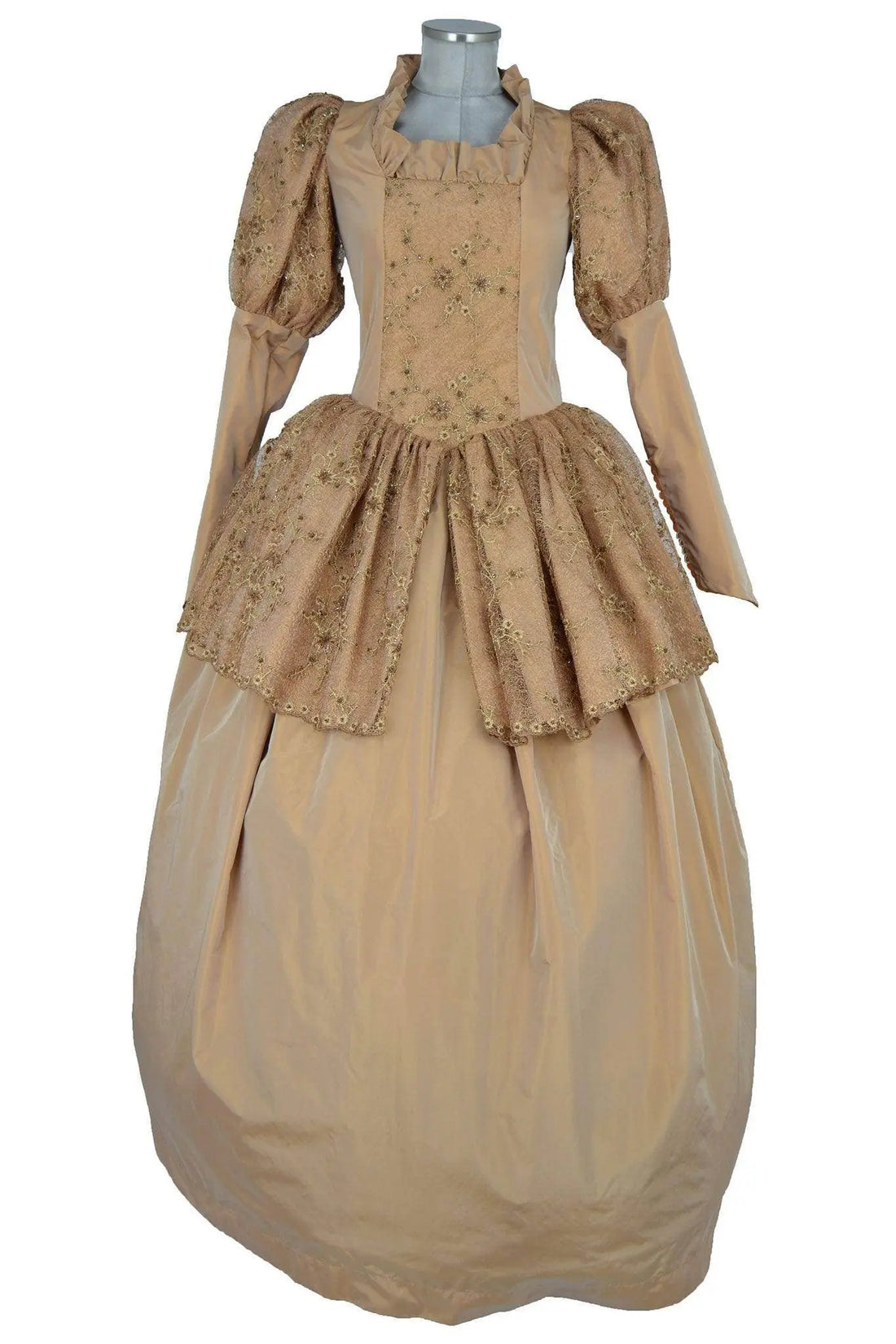 Noleggio abito storico Donna Rococò fine Settecento vista frontale con corpetto decorato e maniche a sbuffo