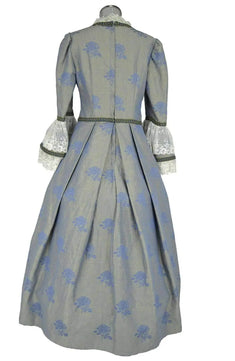 Noleggio abito storico Donna settecentesco rococò grigio e azzurro, vista posteriore