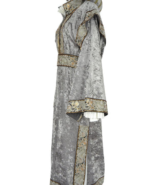 Noleggio Abito Storico Medievale donna in Velluto Grigio Ricamato - carnevale
