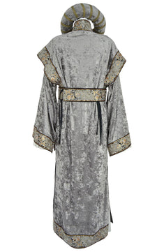 Noleggio Abito Storico Medievale donna in Velluto Grigio Ricamato - carnevale