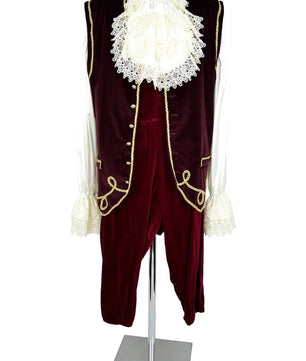 Noleggio abito uomo settecentesco bordeaux con jabot in pizzo - storico