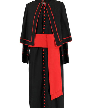 Noleggio costume o abito uomo da Vescovo in nero e rosso ###
