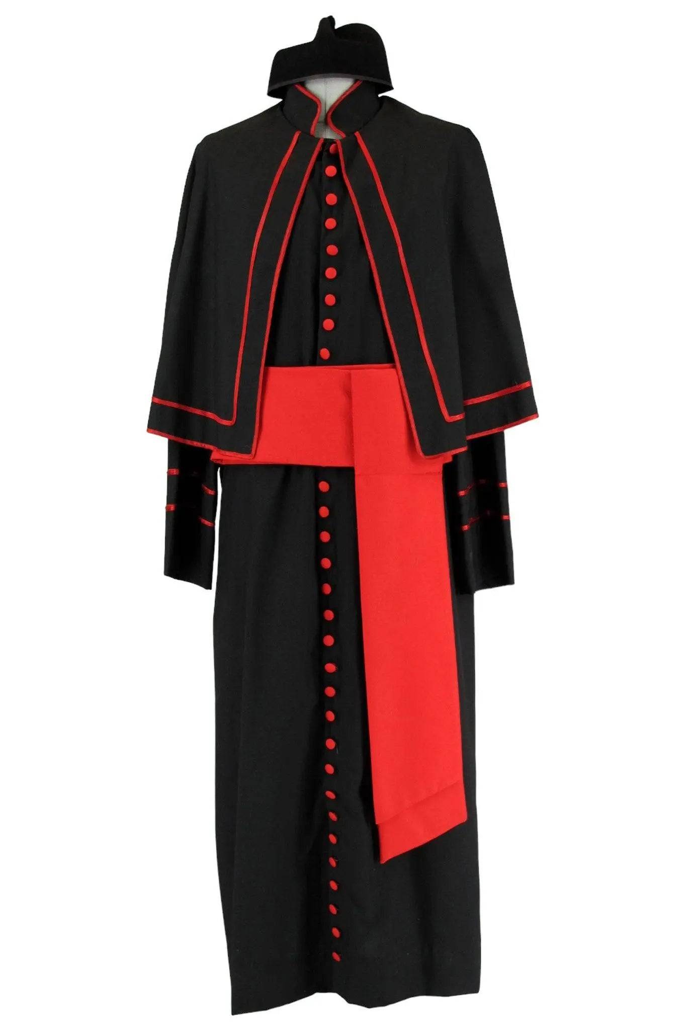 Noleggio costume o abito uomo da Vescovo in nero e rosso ###