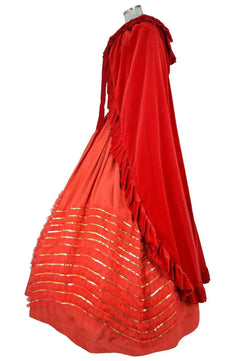 Noleggio costume Sissi Donna rosso con mantello coordinato vista laterale