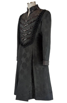 Noleggio Giacca Uomo Principe in Damasco Nero - Eleganza per Danza e Carnevale