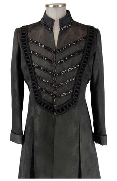 Noleggio Giacca Uomo Principe in Damasco Nero - Eleganza per Danza e Carnevale