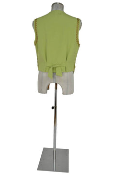 Noleggio gilet storico uomo verde chiaro sul retro con martingala regolabile, vista posteriore