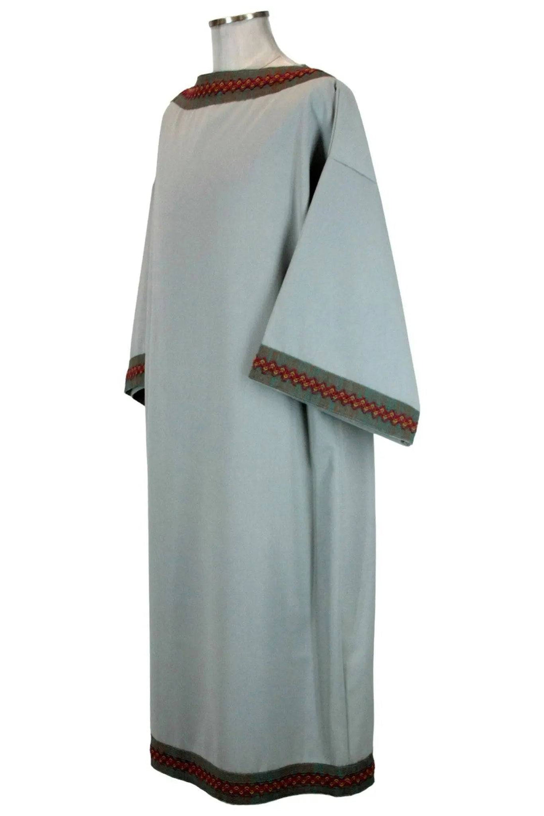 Noleggio tunica unisex azzurro polvere con bordure - rievocazioni 
