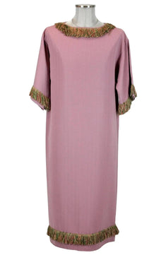 Noleggio tunica unisex rosa antico con frange colorate-rievocazioni ###