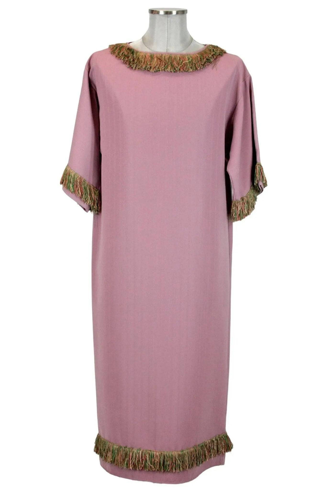 Noleggio tunica unisex rosa antico con frange colorate-rievocazioni 