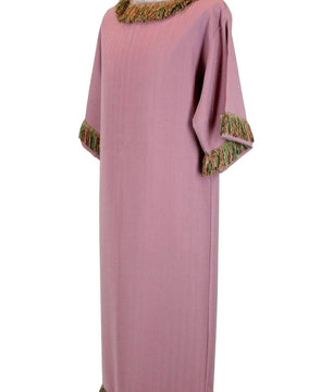 Noleggio tunica unisex rosa antico con frange colorate-rievocazioni ###