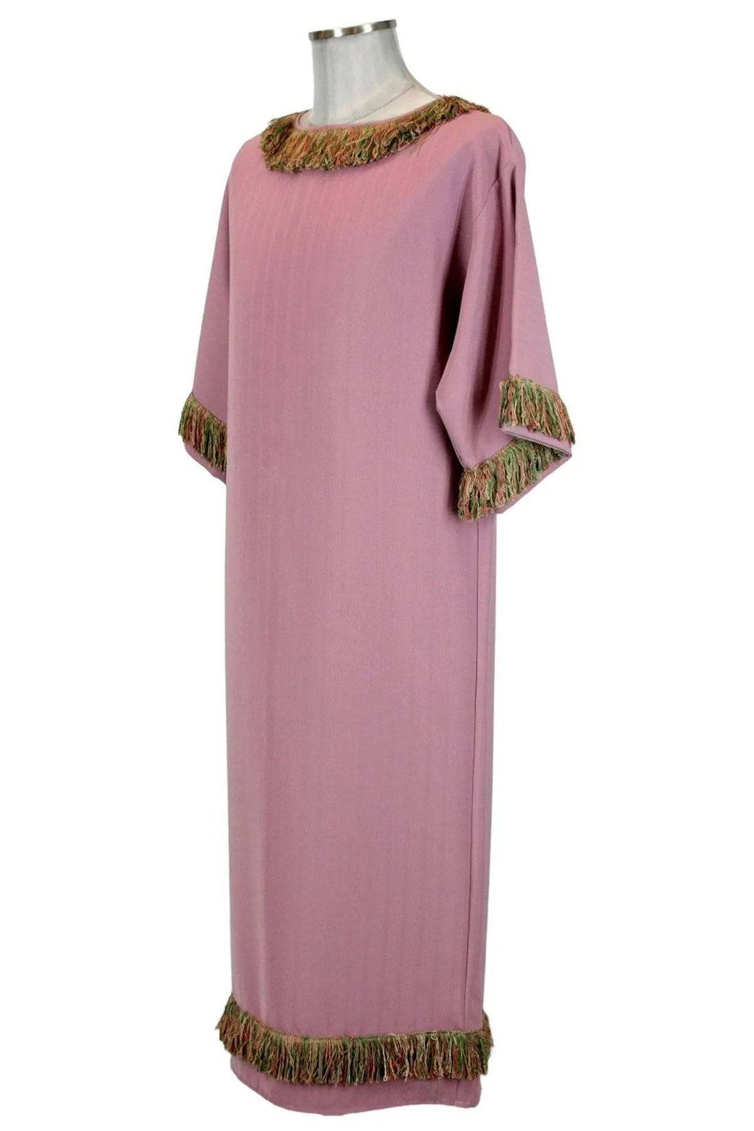 Noleggio tunica unisex rosa antico con frange colorate-rievocazioni 
