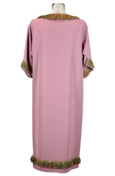 Noleggio tunica unisex rosa antico con frange colorate-rievocazioni ###