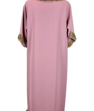 Noleggio tunica unisex rosa antico con frange colorate-rievocazioni ###