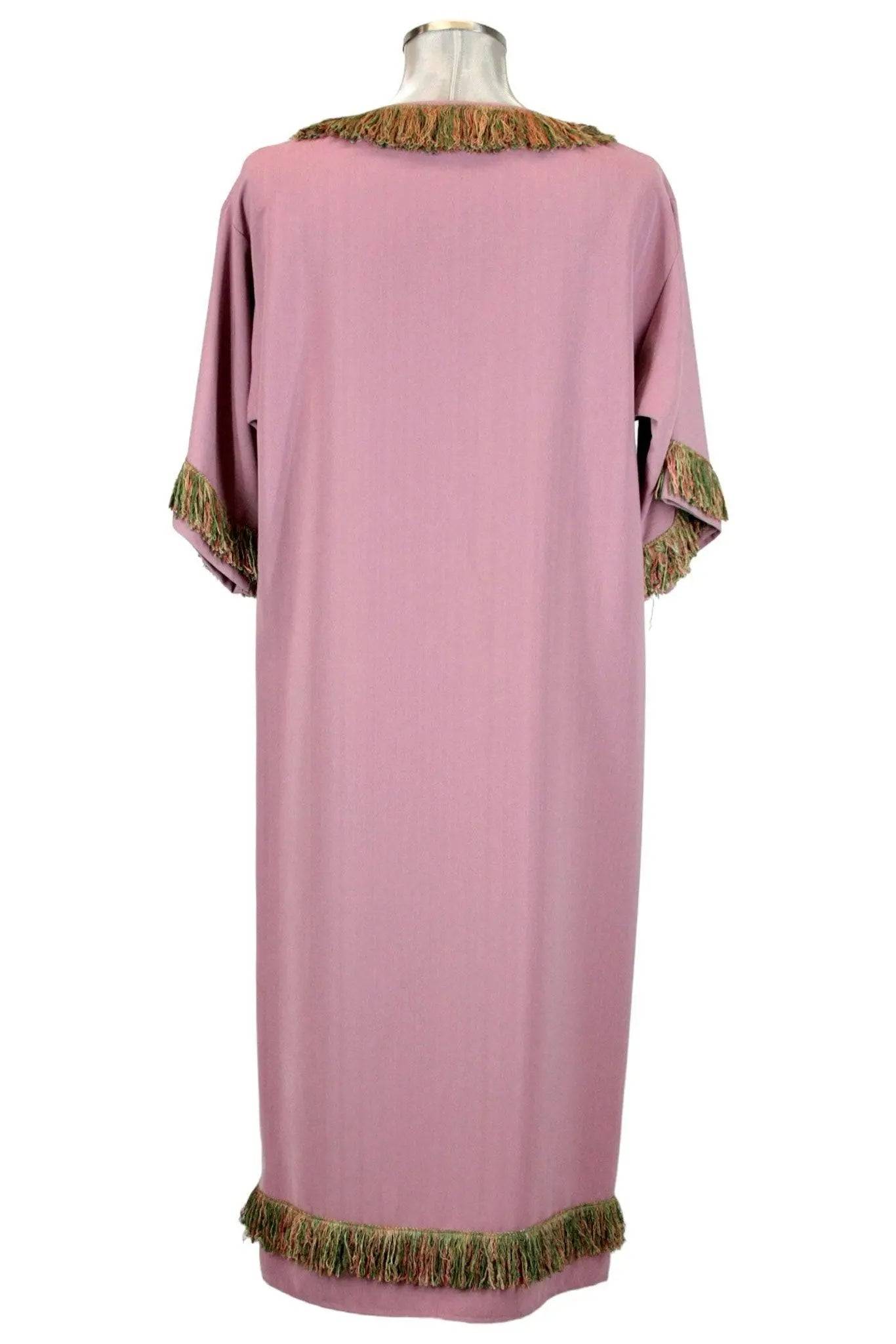 Noleggio tunica unisex rosa antico con frange colorate-rievocazioni ###