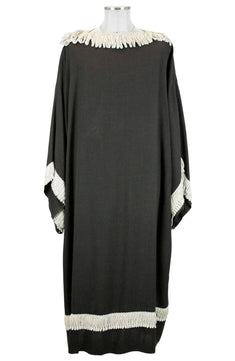 Noleggio tunica uomo lunga nera a frange bianche - rievocazioni ###