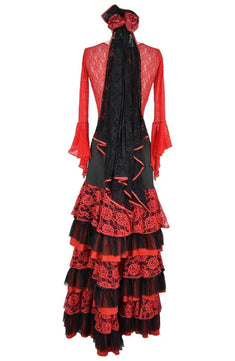 Noleggio abito donna flamenco rosso e nero-danza-Carnevale