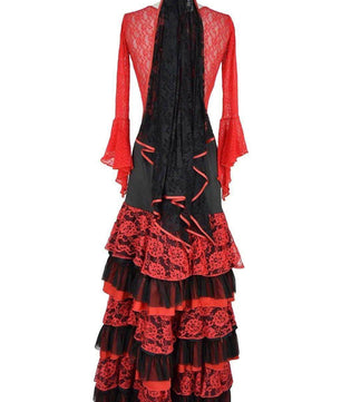 Noleggio abito donna flamenco rosso e nero-danza-Carnevale