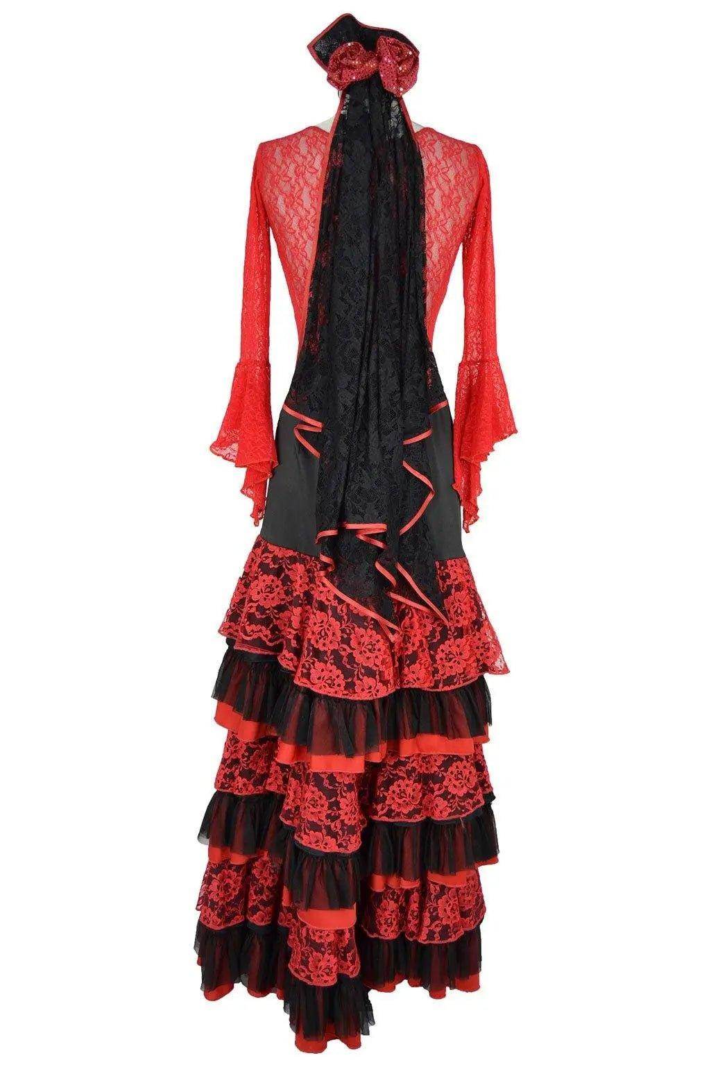 Noleggio abito donna flamenco rosso e nero-danza-Carnevale