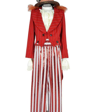 Costume uomo per carnevale adatto a Cappellaio Matto, clown o imbonitore da circo