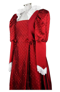 Noleggio abito donna del '600 - '800 tutto in seta rossa Valentivo-storico-carnevale
