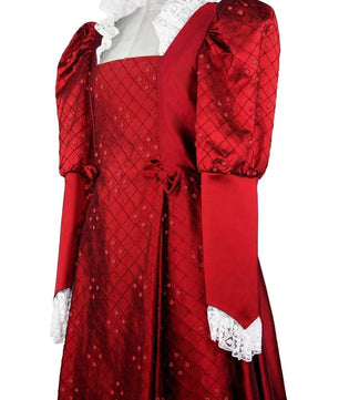 Noleggio abito donna del '600 - '800 tutto in seta rossa Valentivo-storico-carnevale