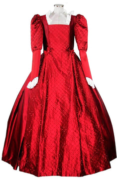 Noleggio abito donna del '600 - '800 tutto in seta rossa Valentivo-storico-carnevale