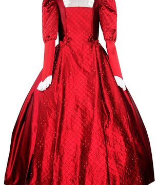 Noleggio abito donna del '600 - '800 tutto in seta rossa Valentivo-storico-carnevale