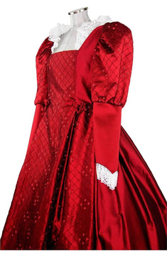 Noleggio abito donna del '600 - '800 tutto in seta rossa Valentivo-storico-carnevale