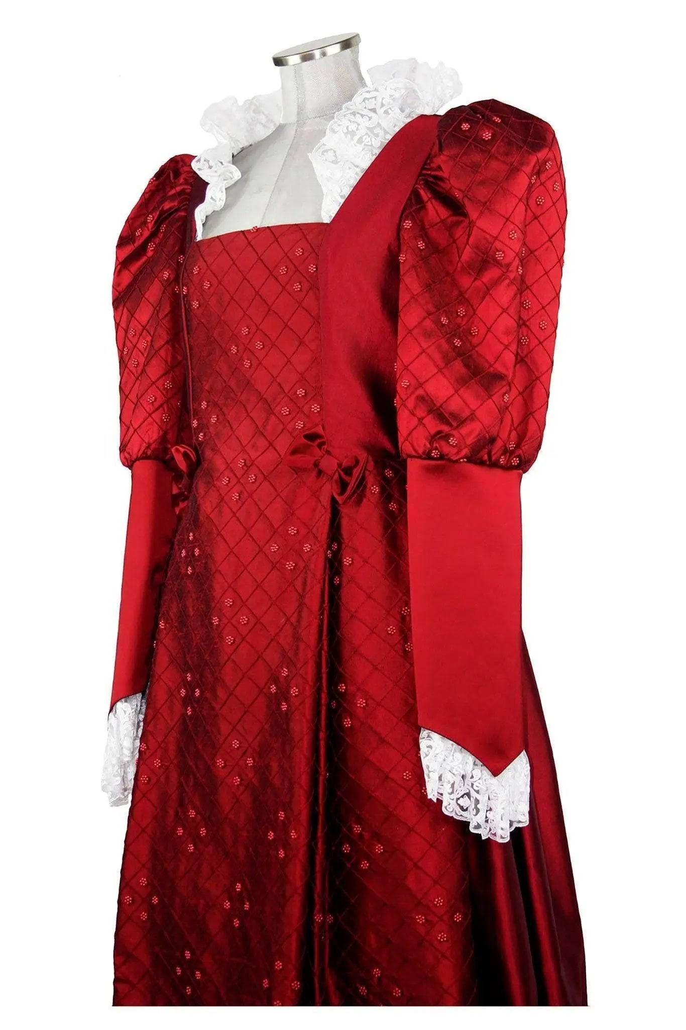 Noleggio abito donna del '600 - '800 tutto in seta rossa Valentivo-storico-carnevale