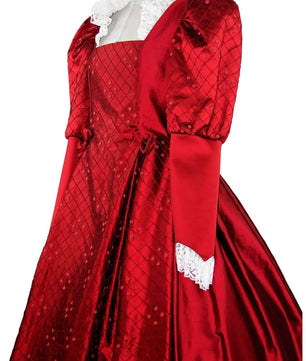 Noleggio abito donna del '600 - '800 tutto in seta rossa Valentivo-storico-carnevale