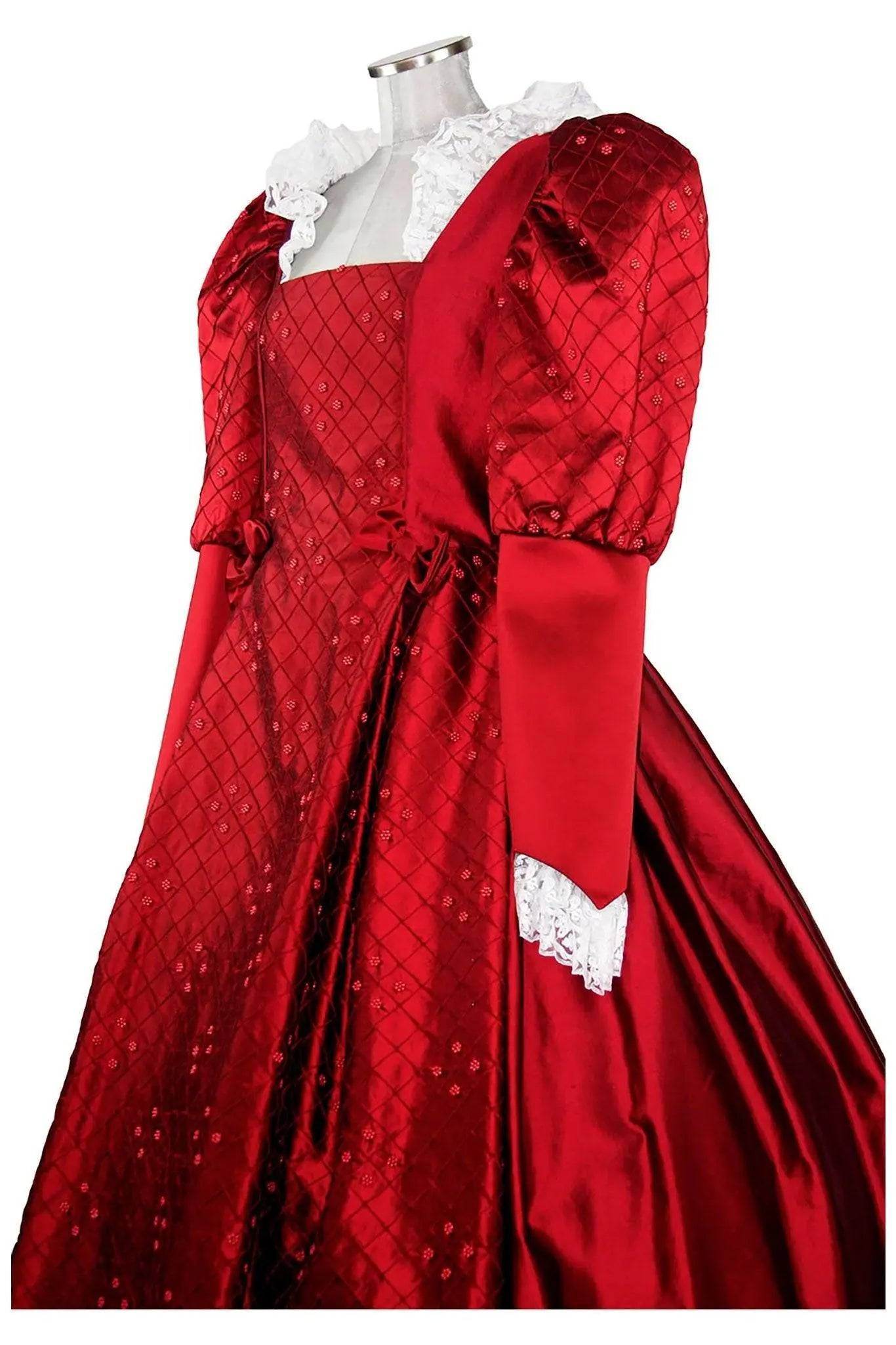 Noleggio abito donna del '600 - '800 tutto in seta rossa Valentivo-storico-carnevale