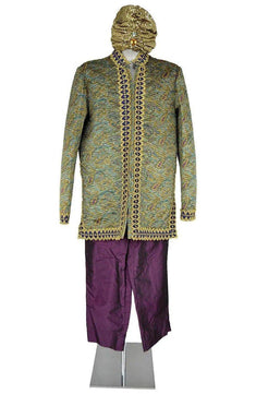 Noleggio costume folkloristico uomo con turbante dorato-orientale