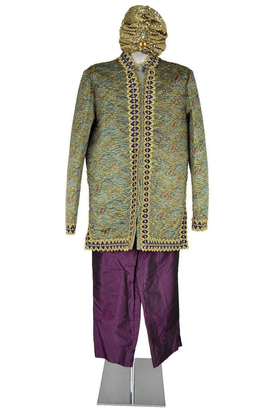Noleggio costume folkloristico uomo con turbante dorato-orientale