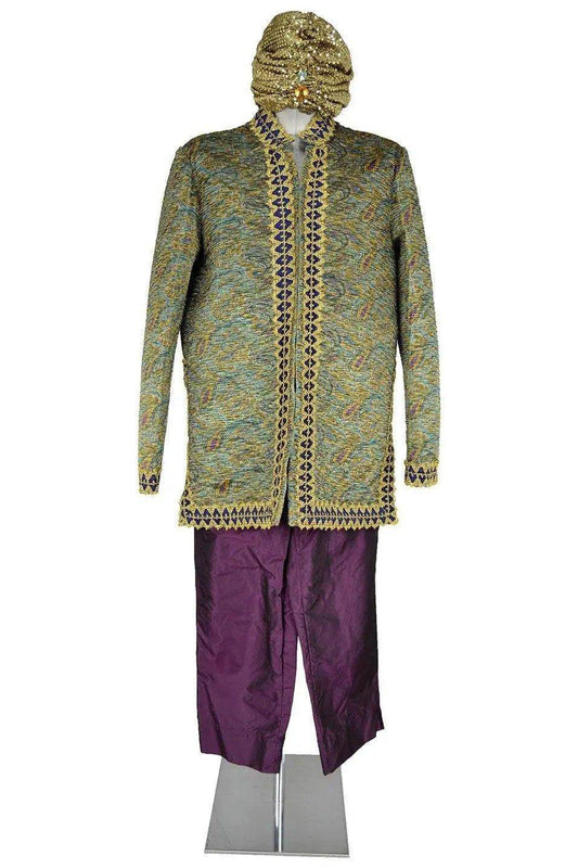 Noleggio costume folkloristico uomo con turbante dorato-orientale