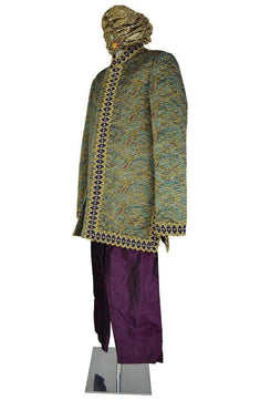 Noleggio costume folkloristico uomo con turbante dorato-orientale